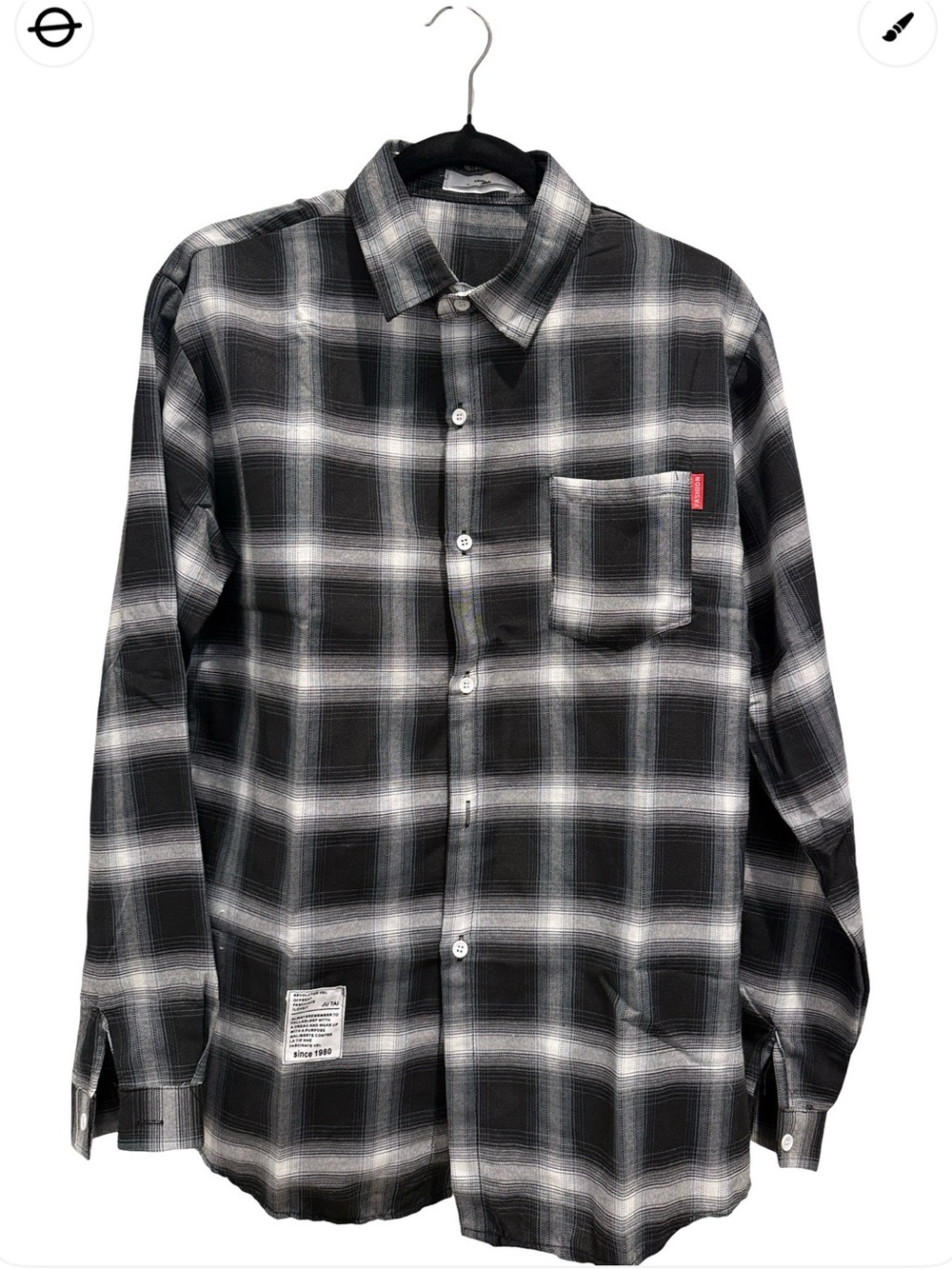 & Other Stories Black and White Plaid Long-Sleeve Button-Down Shirt